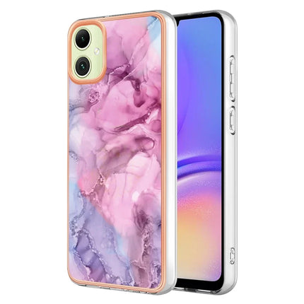 For Samsung Galaxy A06 TPU Case Marble Pattern 2.0mm Electroplating Phone Back Cover - Rose