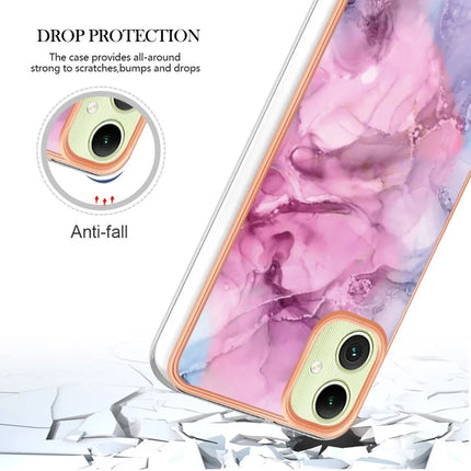 For Samsung Galaxy A06 TPU Case Marble Pattern 2.0mm Electroplating Phone Back Cover