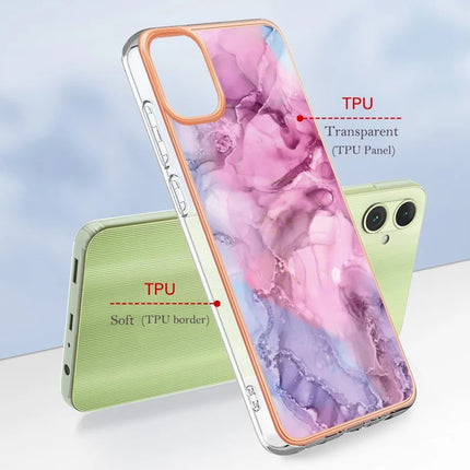 For Samsung Galaxy A06 TPU Case Marble Pattern 2.0mm Electroplating Phone Back Cover