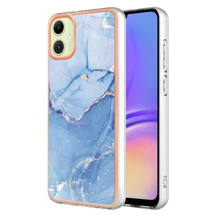 For Samsung Galaxy A06 TPU Case Marble Pattern 2.0mm Electroplating Phone Back Cover - Blue