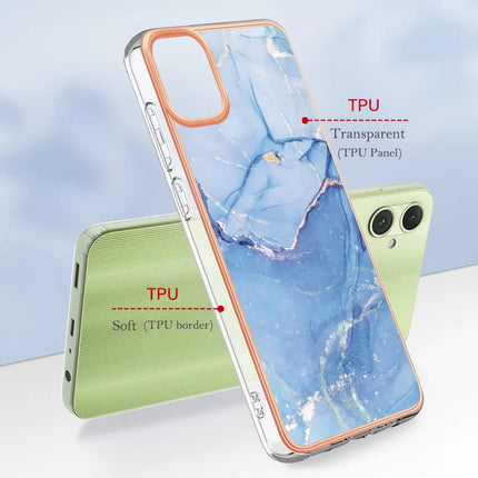 For Samsung Galaxy A06 TPU Case Marble Pattern 2.0mm Electroplating Phone Back Cover