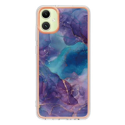For Samsung Galaxy A06 TPU Case Marble Pattern 2.0mm Electroplating Phone Back Cover