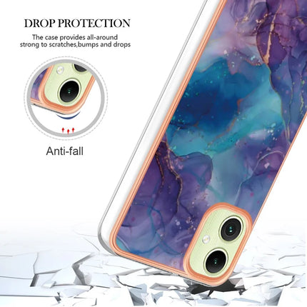 For Samsung Galaxy A06 TPU Case Marble Pattern 2.0mm Electroplating Phone Back Cover