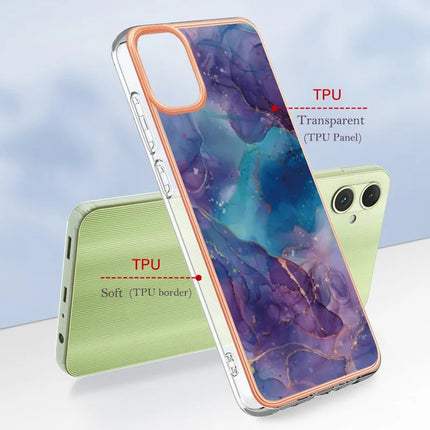 For Samsung Galaxy A06 TPU Case Marble Pattern 2.0mm Electroplating Phone Back Cover