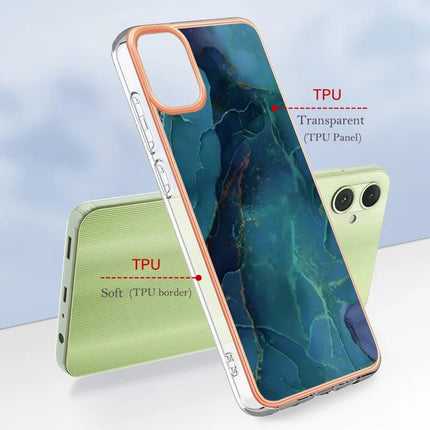 For Samsung Galaxy A06 TPU Case Marble Pattern 2.0mm Electroplating Phone Back Cover