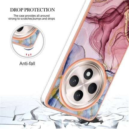 For Oppo Reno12 F 4G / Oppo Reno12 F 5G TPU Case Marble Pattern 2.0mm Electroplating Phone Back Cover