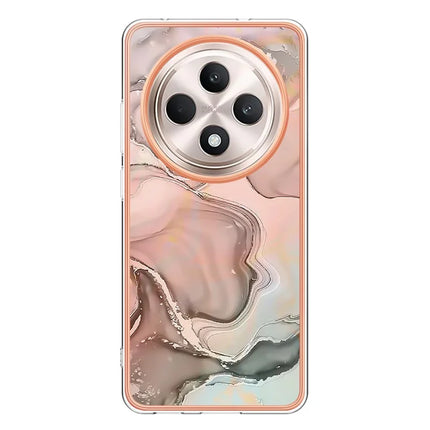 For Oppo Reno12 F 4G / Oppo Reno12 F 5G TPU Case Marble Pattern 2.0mm Electroplating Phone Back Cover