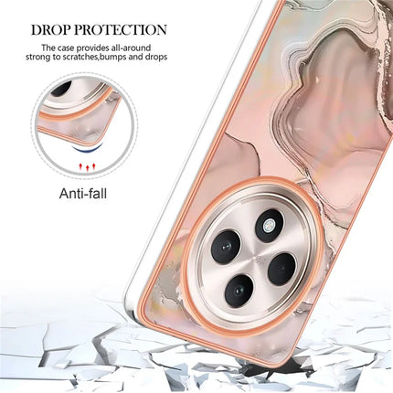 For Oppo Reno12 F 4G / Oppo Reno12 F 5G TPU Case Marble Pattern 2.0mm Electroplating Phone Back Cover