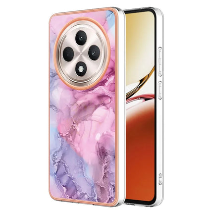 For Oppo Reno12 F 4G / Oppo Reno12 F 5G TPU Case Marble Pattern 2.0mm Electroplating Phone Back Cover - Rose