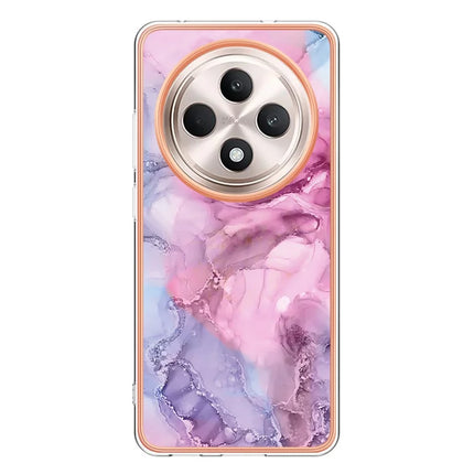 For Oppo Reno12 F 4G / Oppo Reno12 F 5G TPU Case Marble Pattern 2.0mm Electroplating Phone Back Cover