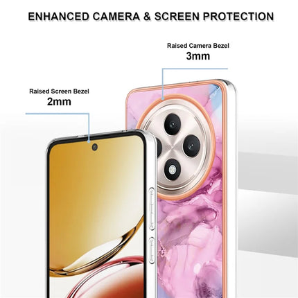 For Oppo Reno12 F 4G / Oppo Reno12 F 5G TPU Case Marble Pattern 2.0mm Electroplating Phone Back Cover