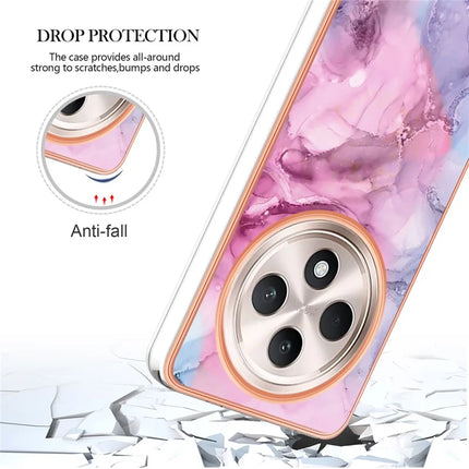 For Oppo Reno12 F 4G / Oppo Reno12 F 5G TPU Case Marble Pattern 2.0mm Electroplating Phone Back Cover