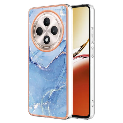For Oppo Reno12 F 4G / Oppo Reno12 F 5G TPU Case Marble Pattern 2.0mm Electroplating Phone Back Cover - Blue