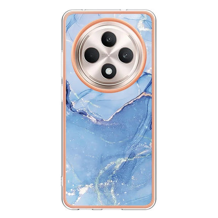 For Oppo Reno12 F 4G / Oppo Reno12 F 5G TPU Case Marble Pattern 2.0mm Electroplating Phone Back Cover