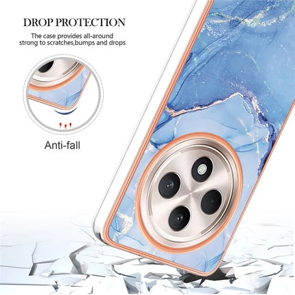 For Oppo Reno12 F 4G / Oppo Reno12 F 5G TPU Case Marble Pattern 2.0mm Electroplating Phone Back Cover