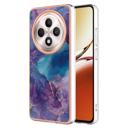 For Oppo Reno12 F 4G / Oppo Reno12 F 5G TPU Case Marble Pattern 2.0mm Electroplating Phone Back Cover - Purple