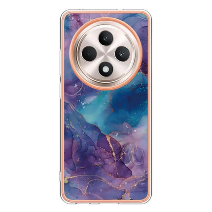 For Oppo Reno12 F 4G / Oppo Reno12 F 5G TPU Case Marble Pattern 2.0mm Electroplating Phone Back Cover