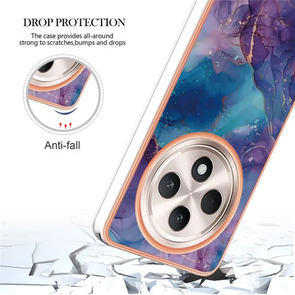 For Oppo Reno12 F 4G / Oppo Reno12 F 5G TPU Case Marble Pattern 2.0mm Electroplating Phone Back Cover