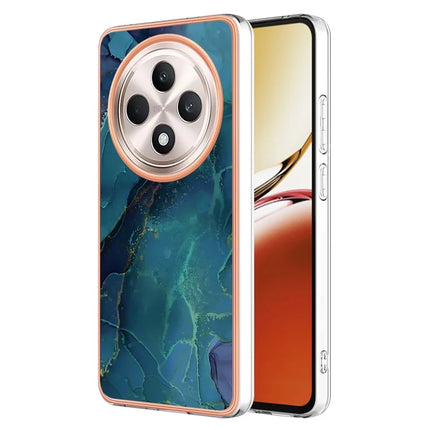 For Oppo Reno12 F 4G / Oppo Reno12 F 5G TPU Case Marble Pattern 2.0mm Electroplating Phone Back Cover - Green