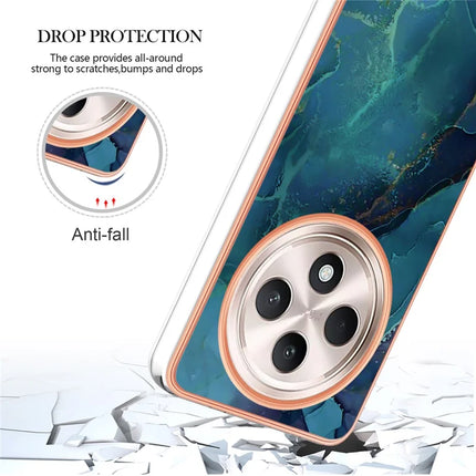 For Oppo Reno12 F 4G / Oppo Reno12 F 5G TPU Case Marble Pattern 2.0mm Electroplating Phone Back Cover
