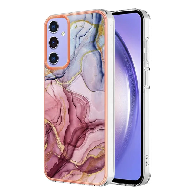 For Samsung Galaxy A16 5G / Galaxy A16 4G TPU Case Marble Pattern 2.0mm Electroplating Phone Back Cover - Rose Gold