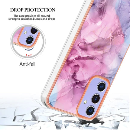 For Samsung Galaxy A16 5G / Galaxy A16 4G TPU Case Marble Pattern 2.0mm Electroplating Phone Back Cover