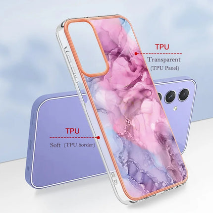 For Samsung Galaxy A16 5G / Galaxy A16 4G TPU Case Marble Pattern 2.0mm Electroplating Phone Back Cover