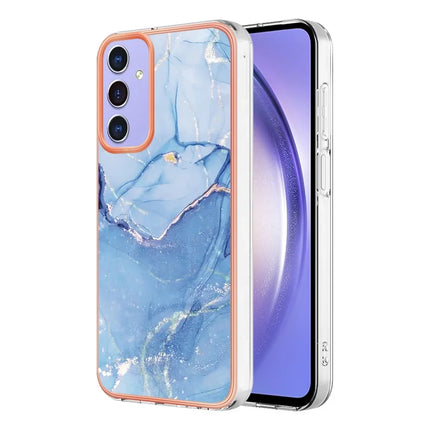 For Samsung Galaxy A16 5G / Galaxy A16 4G TPU Case Marble Pattern 2.0mm Electroplating Phone Back Cover - Blue