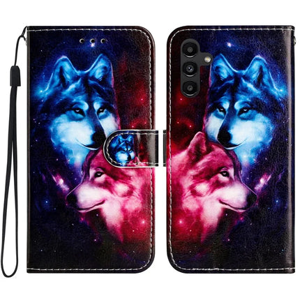 For Samsung Galaxy A36 5G Wallet Case Printed Pattern Design Leather Phone Cover - Couple Wolf