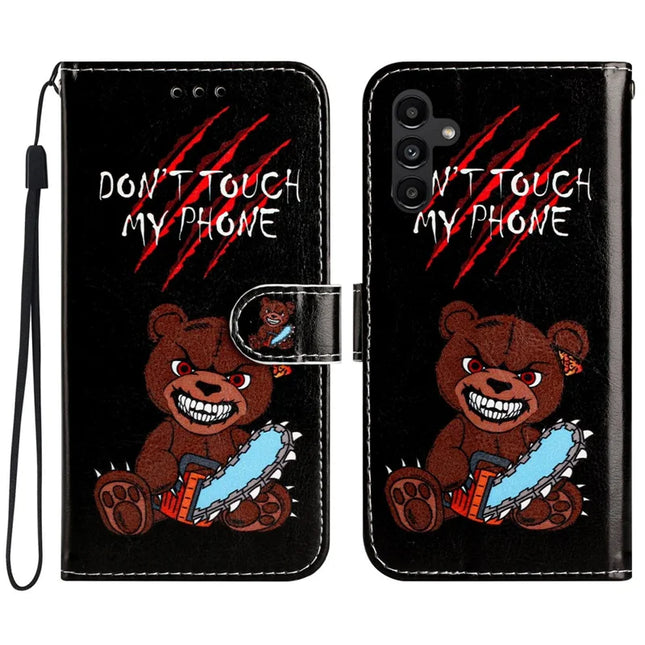 For Samsung Galaxy A56 5G Wallet Case Printed Pattern Design Leather Phone Cover - Don't Touch My Phone