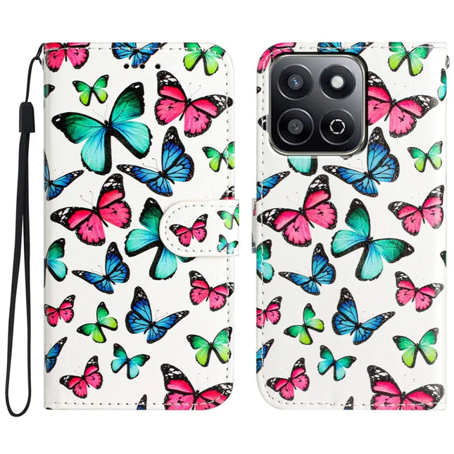 For Honor X7c 4G  /  200 Smart 5G Wallet Case Printed Pattern Design Leather Phone Cover - Butterflies