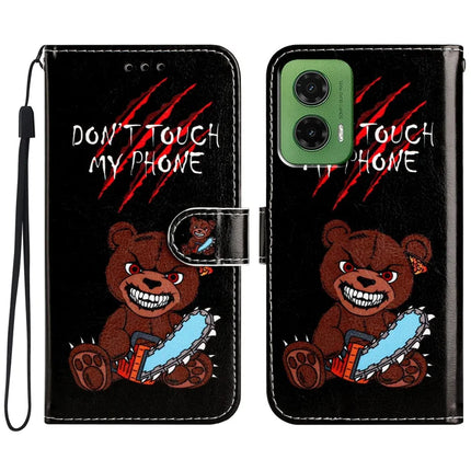 For Motorola Moto G35 5G Wallet Case Printed Pattern Design Leather Phone Cover - Don't Touch My Phone