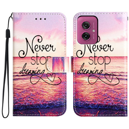 For Motorola Moto G55 5G Wallet Case Printed Pattern Design Leather Phone Cover - Never Stop Dreaming