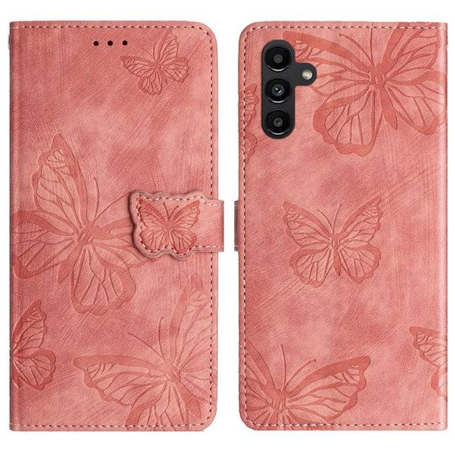 For Samsung Galaxy A26 5G Case Butterfly Design Flip Wallet Leather Phone Cover Skin-Touch - Pink