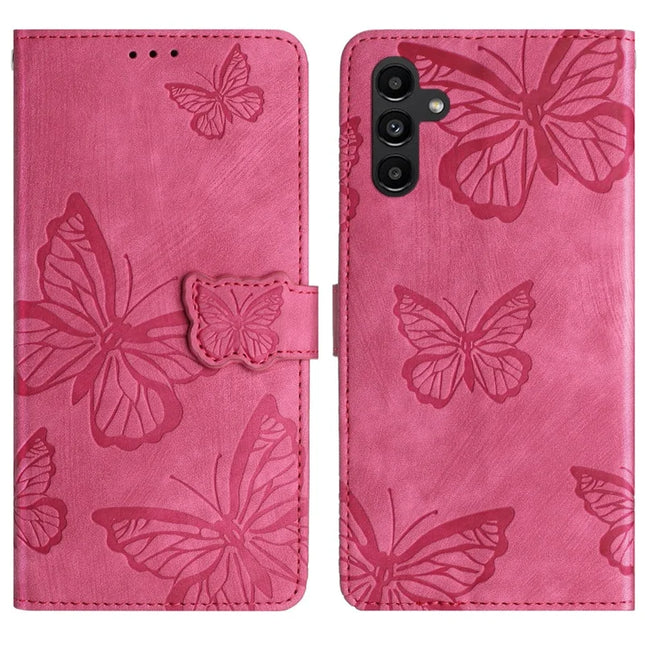 For Samsung Galaxy A26 5G Case Butterfly Design Flip Wallet Leather Phone Cover Skin-Touch - Rose