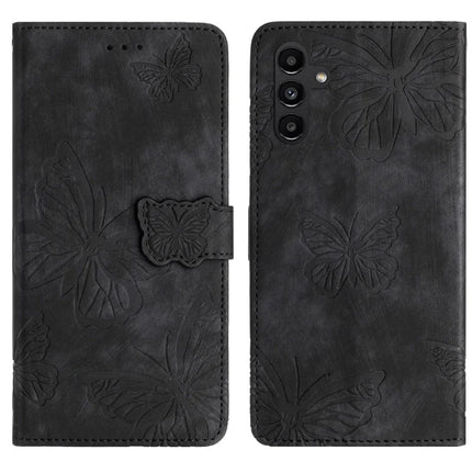 For Samsung Galaxy A26 5G Case Butterfly Design Flip Wallet Leather Phone Cover Skin-Touch - Black