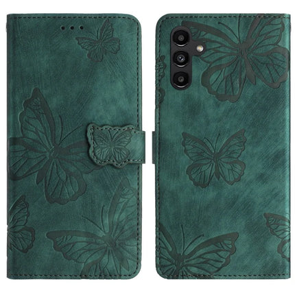 For Samsung Galaxy A26 5G Case Butterfly Design Flip Wallet Leather Phone Cover Skin-Touch - Green