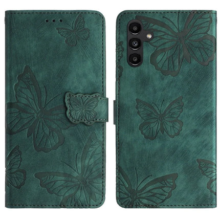 For Samsung Galaxy A56 5G Case Butterfly Design Flip Wallet Leather Phone Cover Skin-Touch - Green