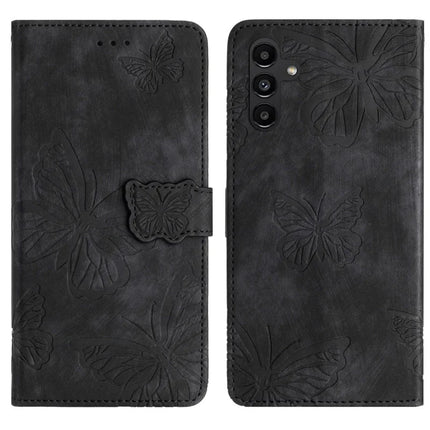 For Samsung Galaxy A56 5G Case Butterfly Design Flip Wallet Leather Phone Cover Skin-Touch - Black