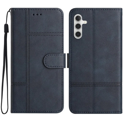 For Samsung Galaxy A26 5G Case Line Imprinted PU Leather Wallet Phone Cover - Blue