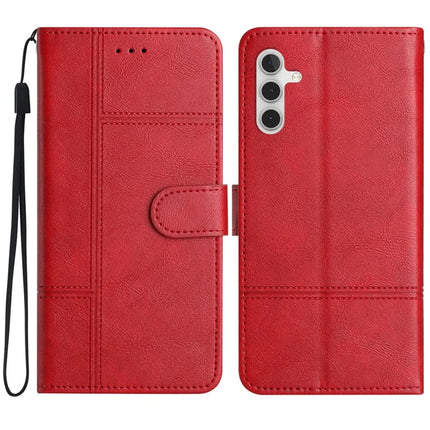 For Samsung Galaxy A26 5G Case Line Imprinted PU Leather Wallet Phone Cover - Red