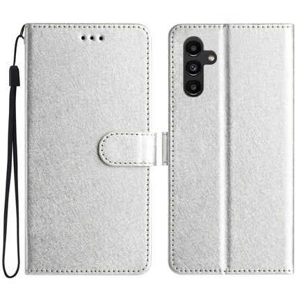 For Samsung Galaxy A26 5G Wallet Case Leather Folio Phone Cover Magnetic Clasp - Silver