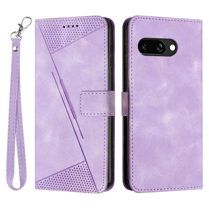 For Google Pixel 9a Case Handbag Imprinted Triangle Leather Phone Cover - Purple
