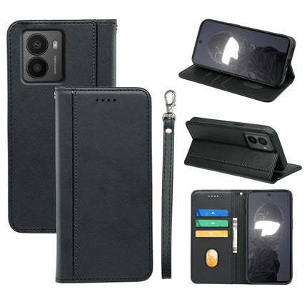 HX01 For HMD Fusion 5G Wallet Case Magnetic Closing PU Leather Phone Cover - Black