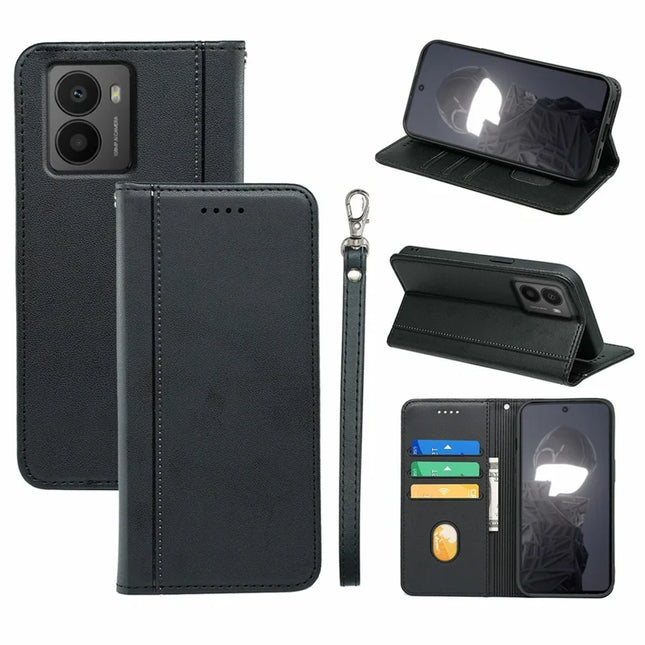 HX01 For HMD Fusion 5G Wallet Case Magnetic Closing PU Leather Phone Cover - Black