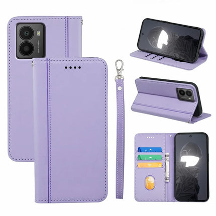 HX01 For HMD Fusion 5G Wallet Case Magnetic Closing PU Leather Phone Cover - Purple