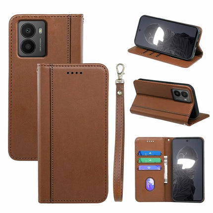 HX01 For HMD Fusion 5G Wallet Case Magnetic Closing PU Leather Phone Cover - Brown