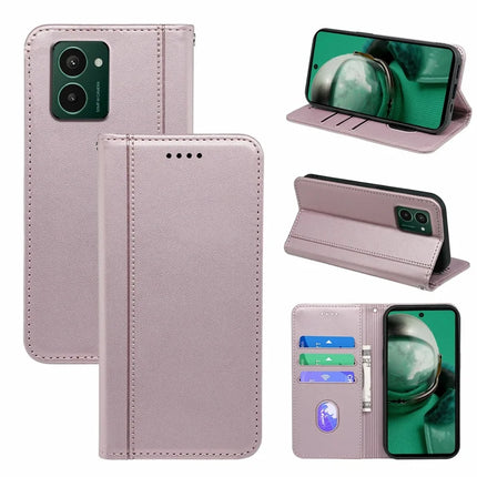 HX01 For HMD Pulse Pro Wallet Case Magnetic Closing PU Leather Phone Cover - Rose Gold