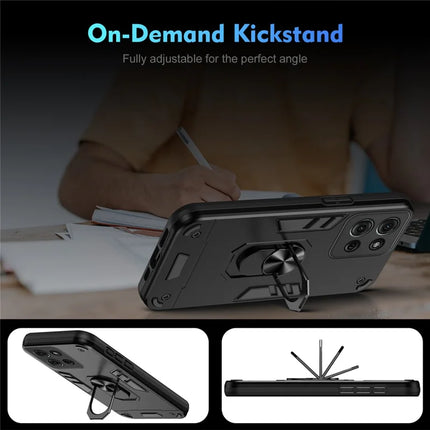 For Motorola Moto G75 5G Case PC+TPU Drop Defend Phone Cover with Ring Kickstand