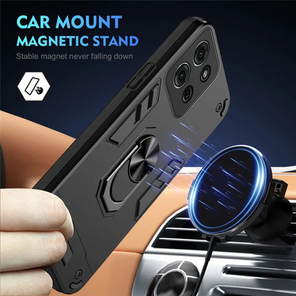 For Motorola Moto G75 5G Case PC+TPU Drop Defend Phone Cover with Ring Kickstand